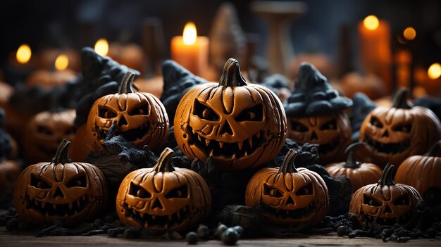 Foto-Halloween-Tapeten mit bösen Kürbissen
