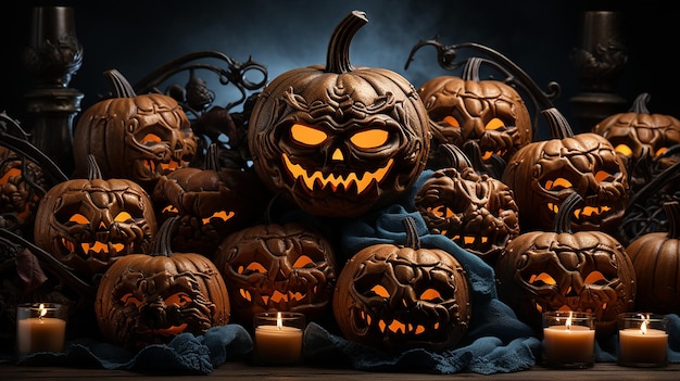 Foto-Halloween-Tapeten mit bösen Kürbissen