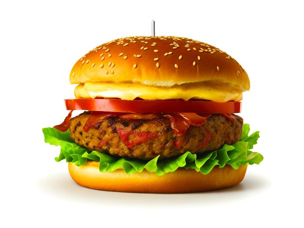 foto hambúrguer saboroso isolado em fundo branco hambúrguer fresco fastfood com carne de vaca e queijo
