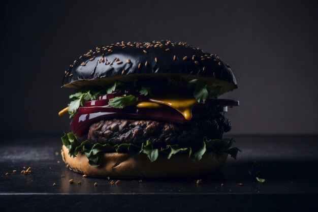 Foto de hamburguesa con papas fritas IA generativa