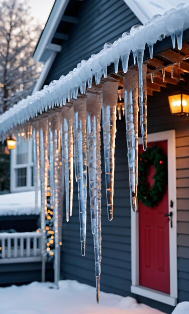 Foto de las heladeras brillantes de Navidad colgando de un techo