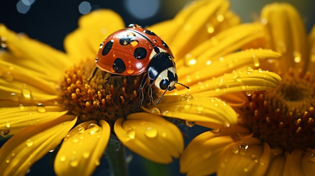 una foto de una hembra en una flor amarilla