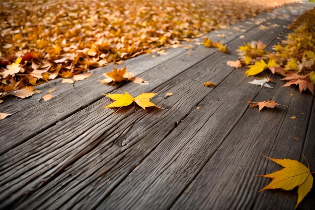 Foto Herbst Ahornblätter auf einem Holztisch fallende Blätter natürlicher Hintergrund