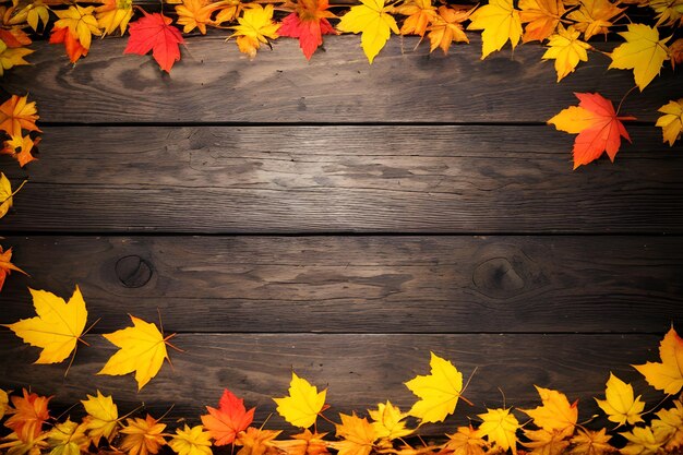 Foto Herbst Ahornblätter auf einem Holztisch fallende Blätter natürlicher Hintergrund