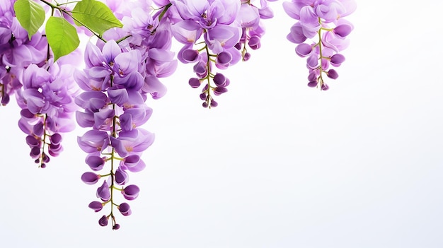 Foto de la hermosa flor de glicina aislada sobre un fondo blanco