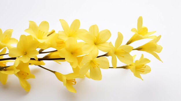 Foto de la hermosa flor de jazmín de invierno aislada sobre un fondo blanco