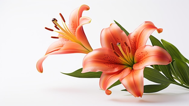 Foto de la hermosa flor de Lilium aislada sobre un fondo blanco