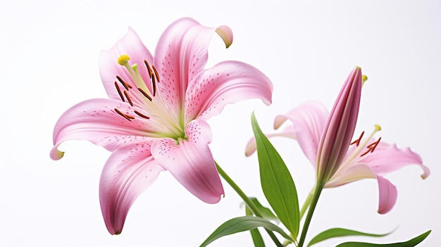 Foto de la hermosa flor de lirio aislada sobre un fondo blanco