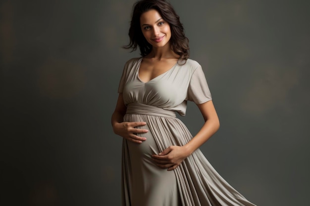 Foto foto de una hermosa joven embarazada posando en el estudio