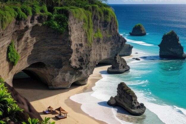 Foto foto hermosa playa de diamantes en bali indonesia