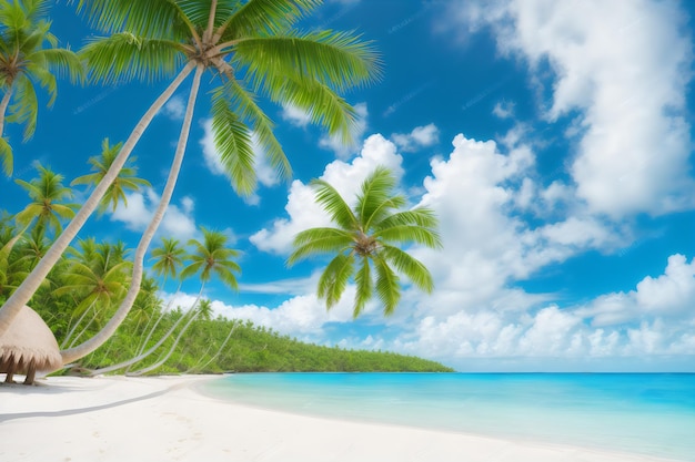 foto hermosa playa tropical y mar con palma de coco en la isla del paraíso