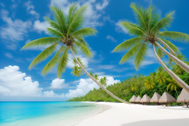 foto hermosa playa tropical y mar con palma de coco en la isla del paraíso