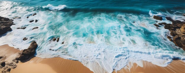 Foto de una hermosa playa tropical con paisaje de olas azules