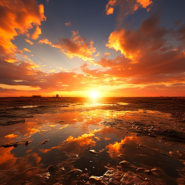 foto hermosa toma de un paisaje marino en la noche durante la puesta de sol Generada por AI