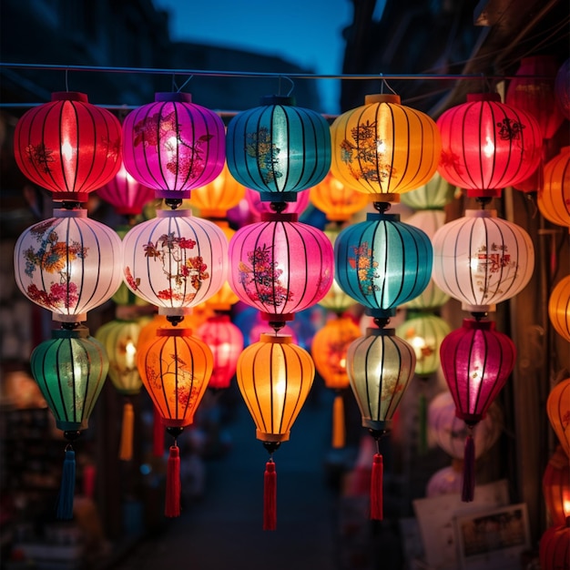 foto de hermosas linternas chinas coloridas