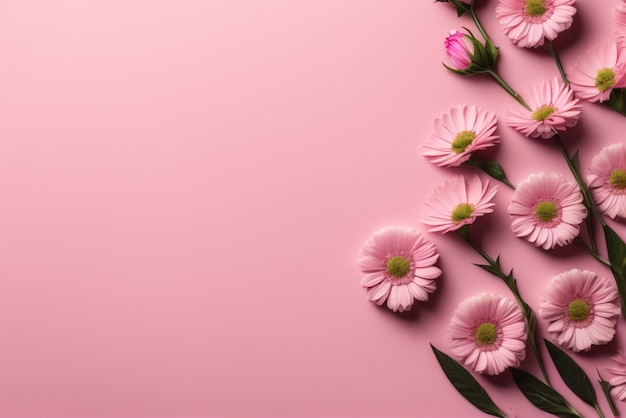 Foto de hermosas pequeñas flores rosadas fondo limpio y moderno fondo generativo ai