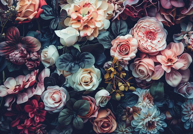 Foto de un hermoso diseño de fondo de patrón floral vintage