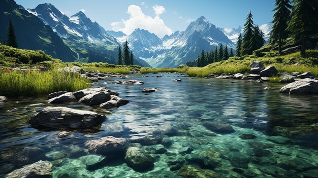 Foto hermoso fondo de lago de montaña