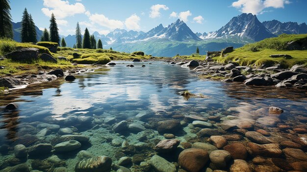 Foto hermoso fondo de lago de montaña