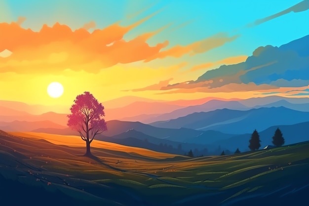 Foto hermoso paisaje de la naturaleza vista ilustración