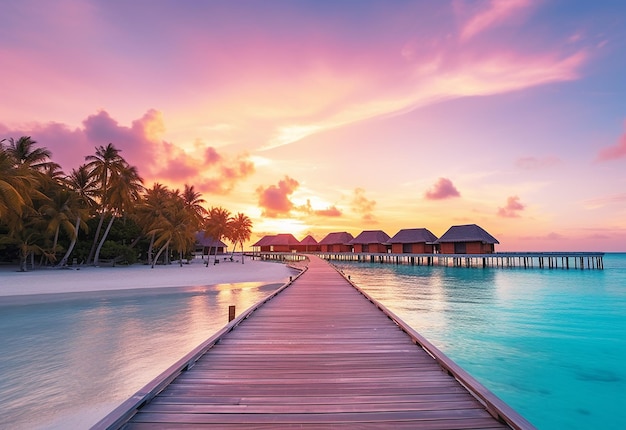 Foto de hermosos hoteles y playas de Maldivas.