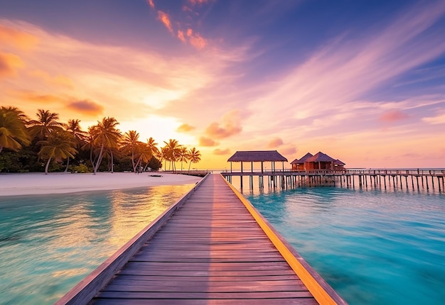 Foto de hermosos hoteles y playas de Maldivas.