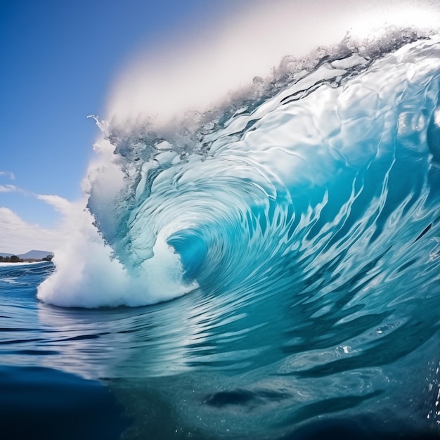 foto hipnotizante das ondas do oceano azul cristalino