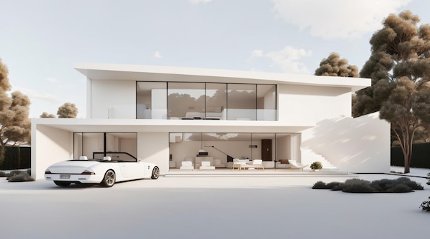 Foto hohes graues Haus für große Familie mit grauer, moderner Hausfassade