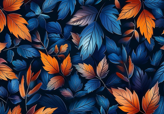 Foto de hojas de colores con diseño de fondo de papel tapiz
