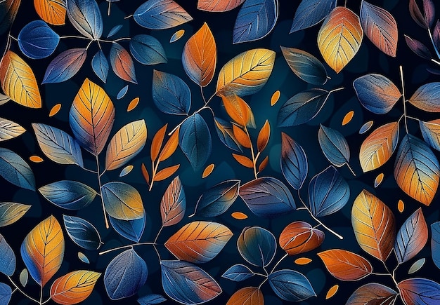 Foto de hojas de colores con diseño de fondo de papel tapiz