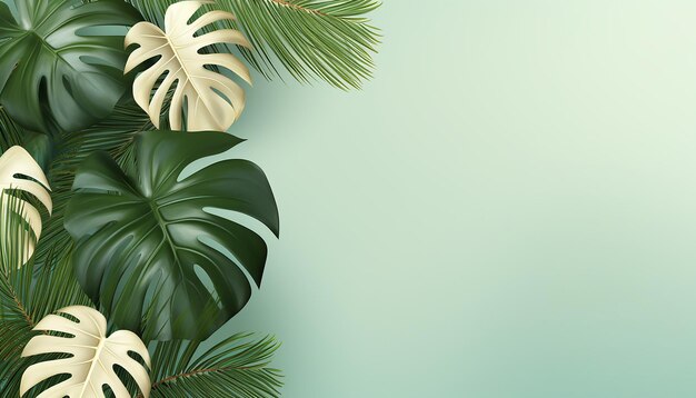 foto de hojas y flores de palmeras tropicales