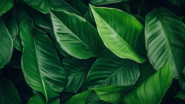 Foto de hojas de fondo de papel de pared de color verde oscuro para la pantalla de la computadora portátil