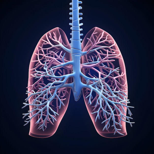 Foto holograma de los pulmones humanos El concepto de los pulmones día de fondo aislado