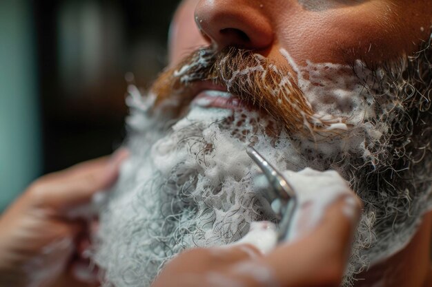 foto de un hombre afeitando su barba