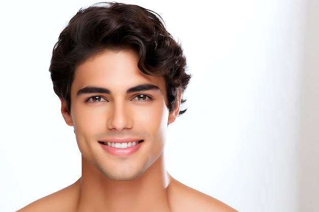 Foto de un hombre feliz con fondo blanco de estudio