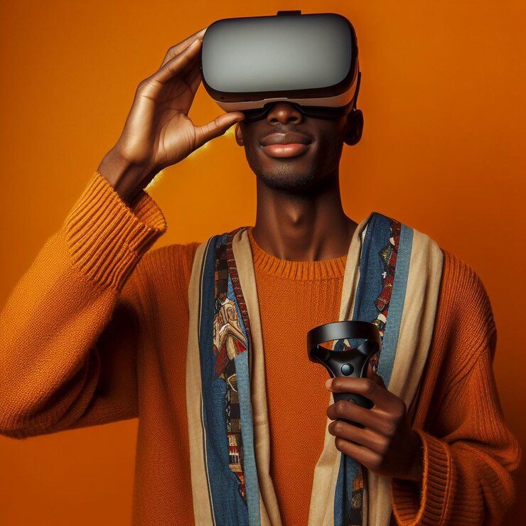 foto de un hombre con gafas de realidad virtual