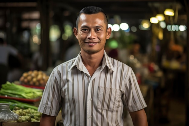 Foto un hombre en el mercado.