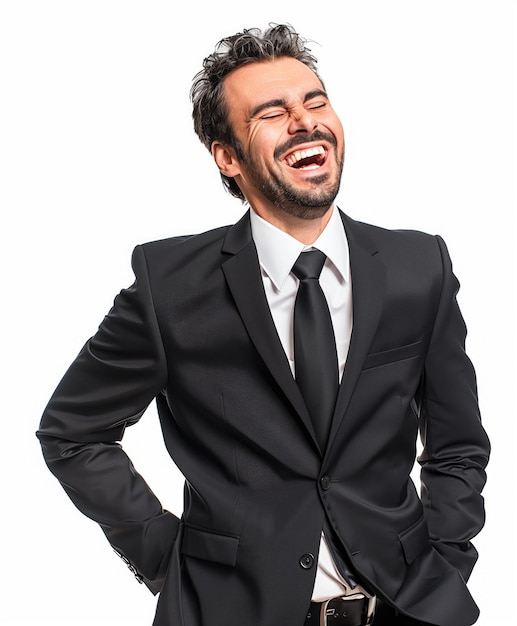 Foto de un hombre de negocios feliz riendo imagen generada por IA