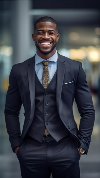 Foto de un hombre de negocios de hombres negros con cara de sonrisa