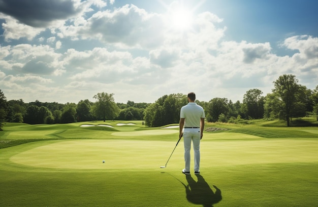 foto hombre de pie en el campo de golf