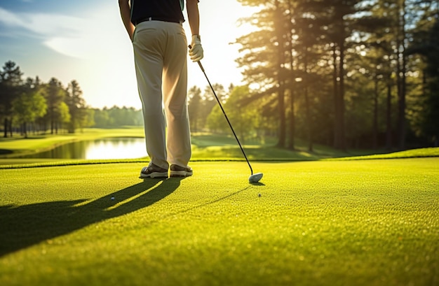 foto hombre de pie en el campo de golf