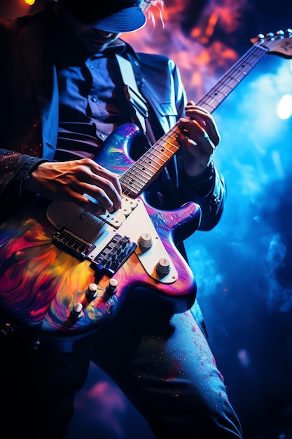 foto de hombre tocando guitarra electrica