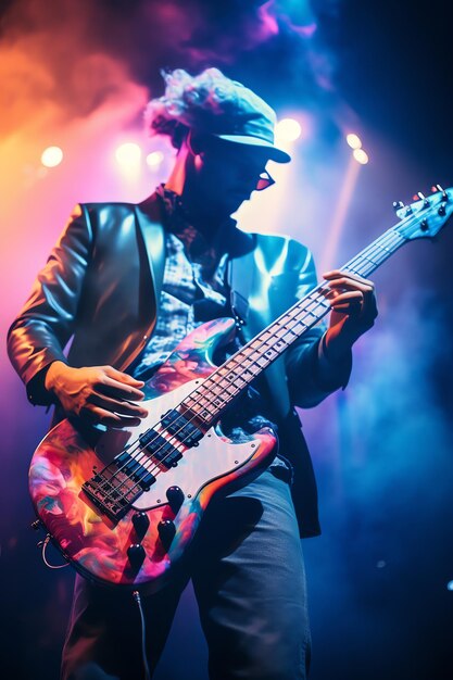 foto de hombre tocando guitarra electrica