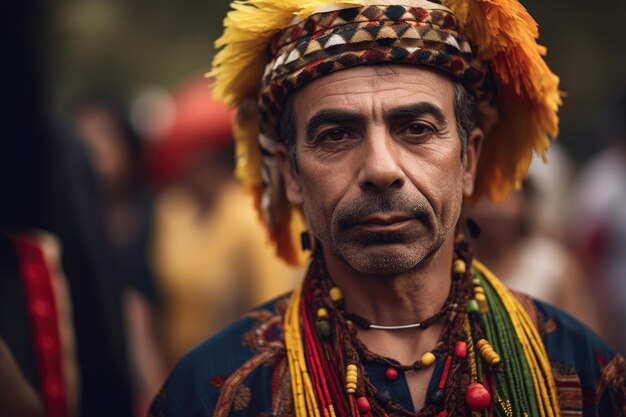 Foto foto de un hombre con traje tradicional en un festival al aire libre