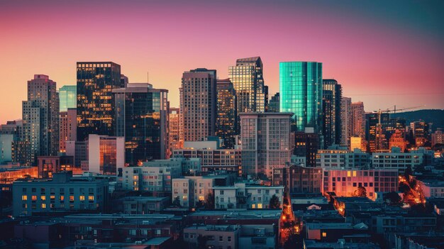 Foto una foto de los horizontes urbanos en colores vibrantes