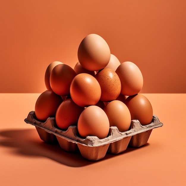 Foto de huevos en caja de cartón