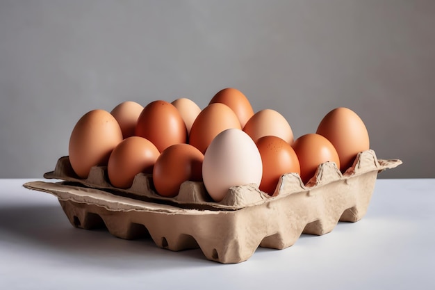 Foto de huevos en caja de cartón