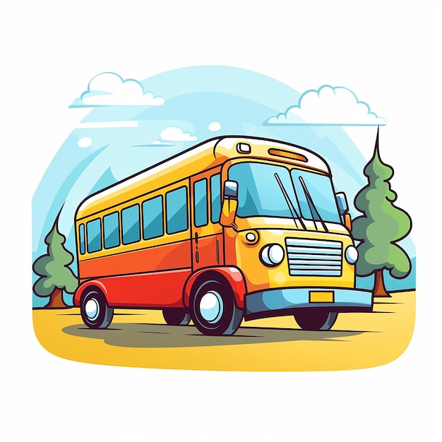 Foto foto del icono del autobús de dibujos animados hecha con generative ai
