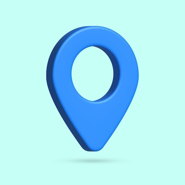 Foto del icono de pin azul de la ubicación en 3D
