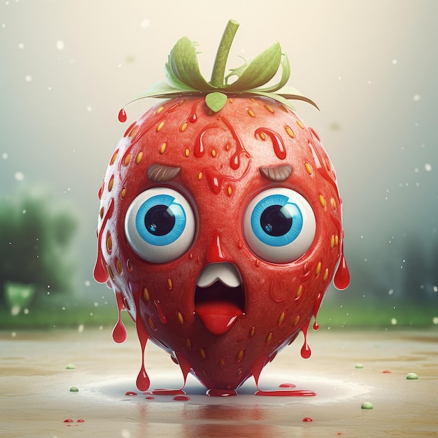 Foto Illustration Charakter Erdbeerfrucht isoliert